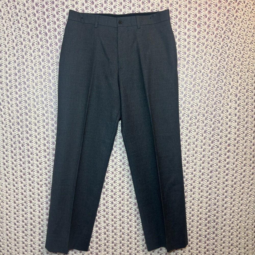 BOSS Hugo Boss Warm Winter Virgin Wool Stretch Gray Dress Pants‎ Sz 34R